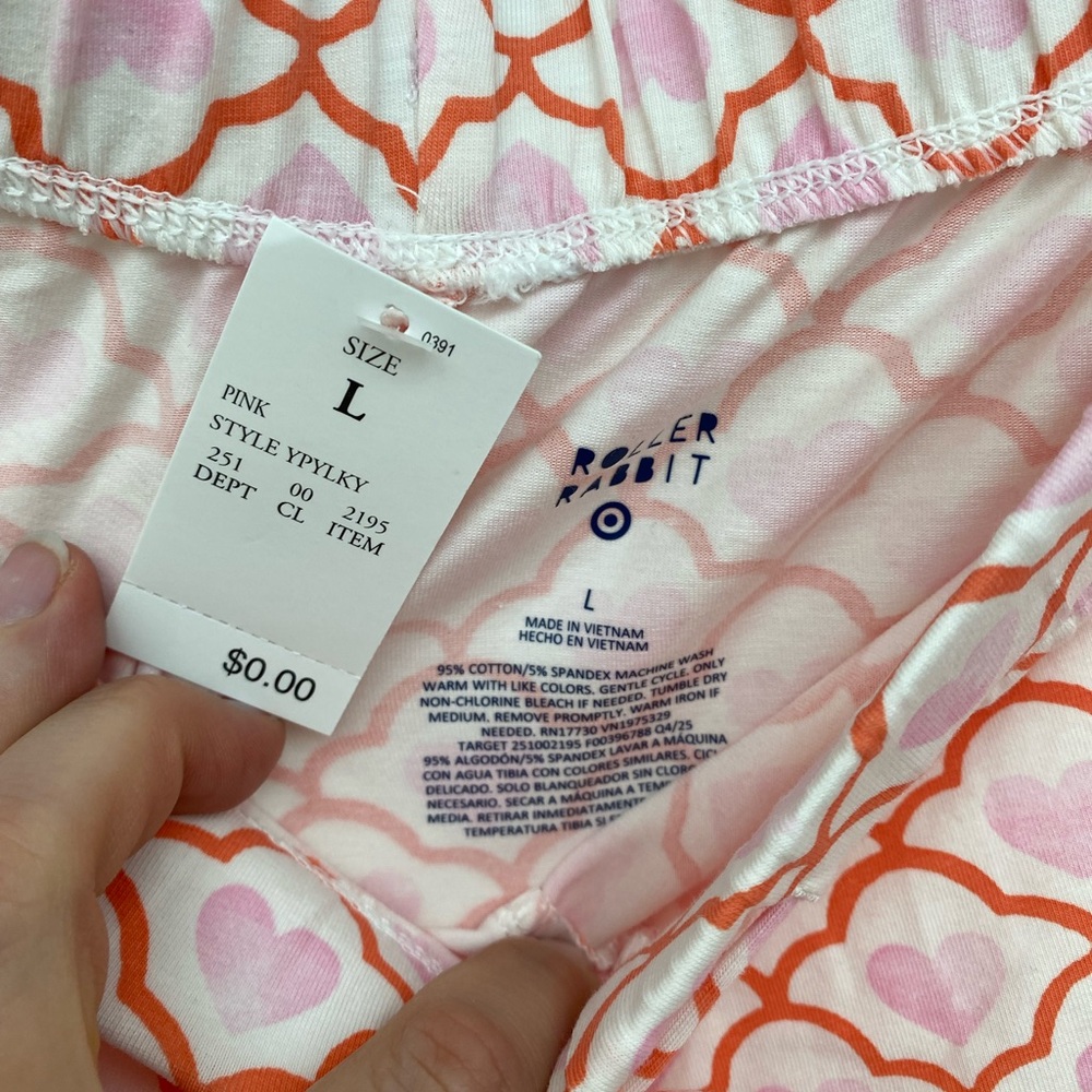 Roller Rabbit x Target Geo Hearts Pink & Orange Shorts PJ Set - L. NWT - Picture 13 of 13